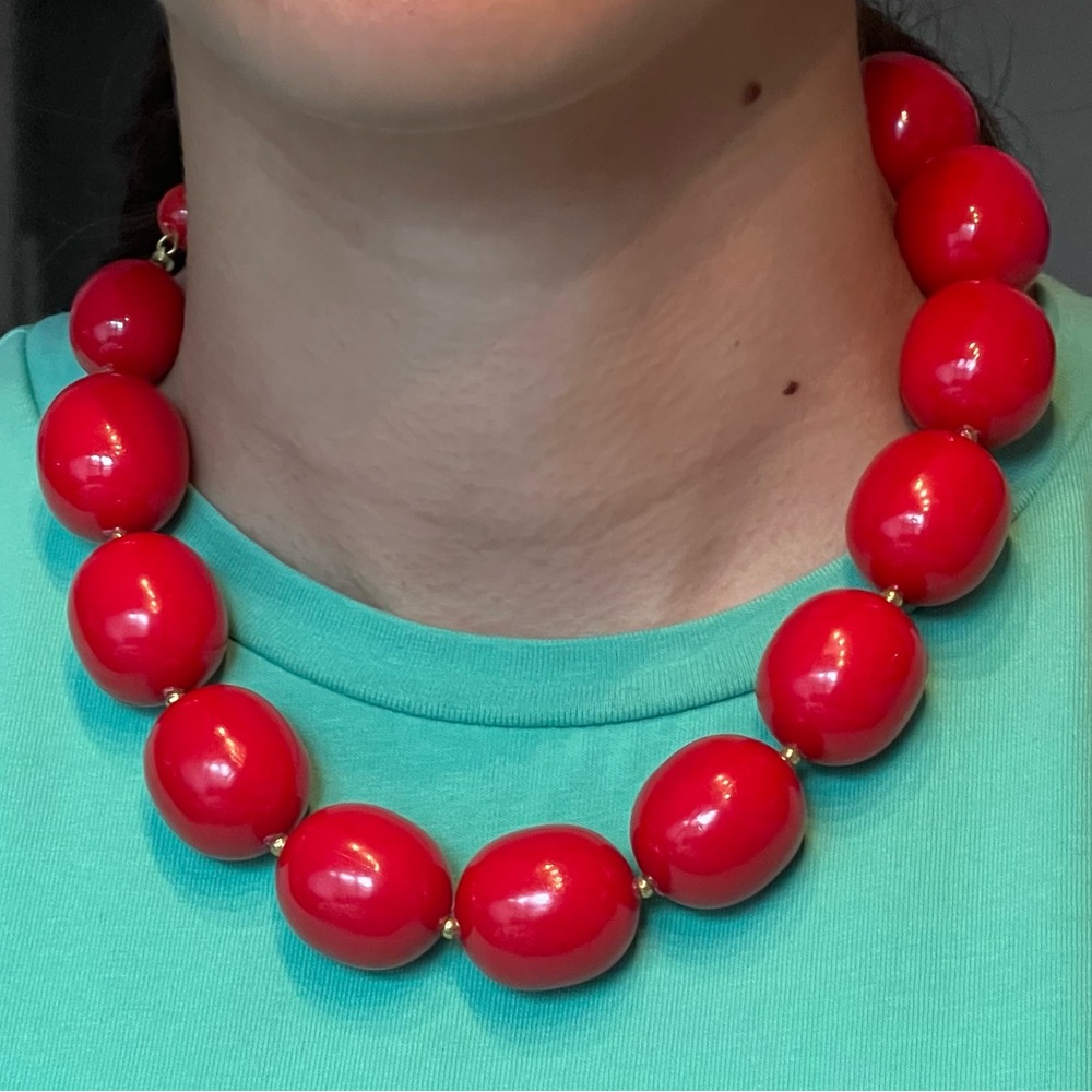 Vintage - chunky red beaded costume jewelry